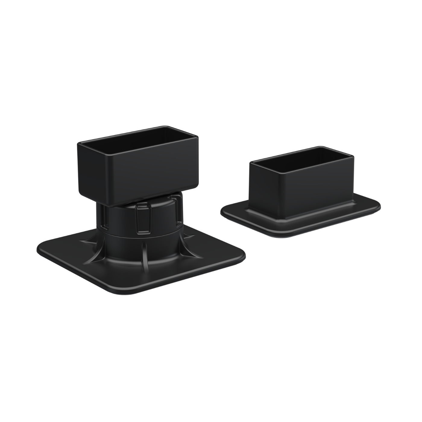 Two black rectangular objects on a white background